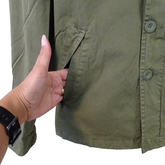 Indigo Star Military Field Jacket Olive Green Men Size S Button Up Patch Pockets - Picture 3 of 15